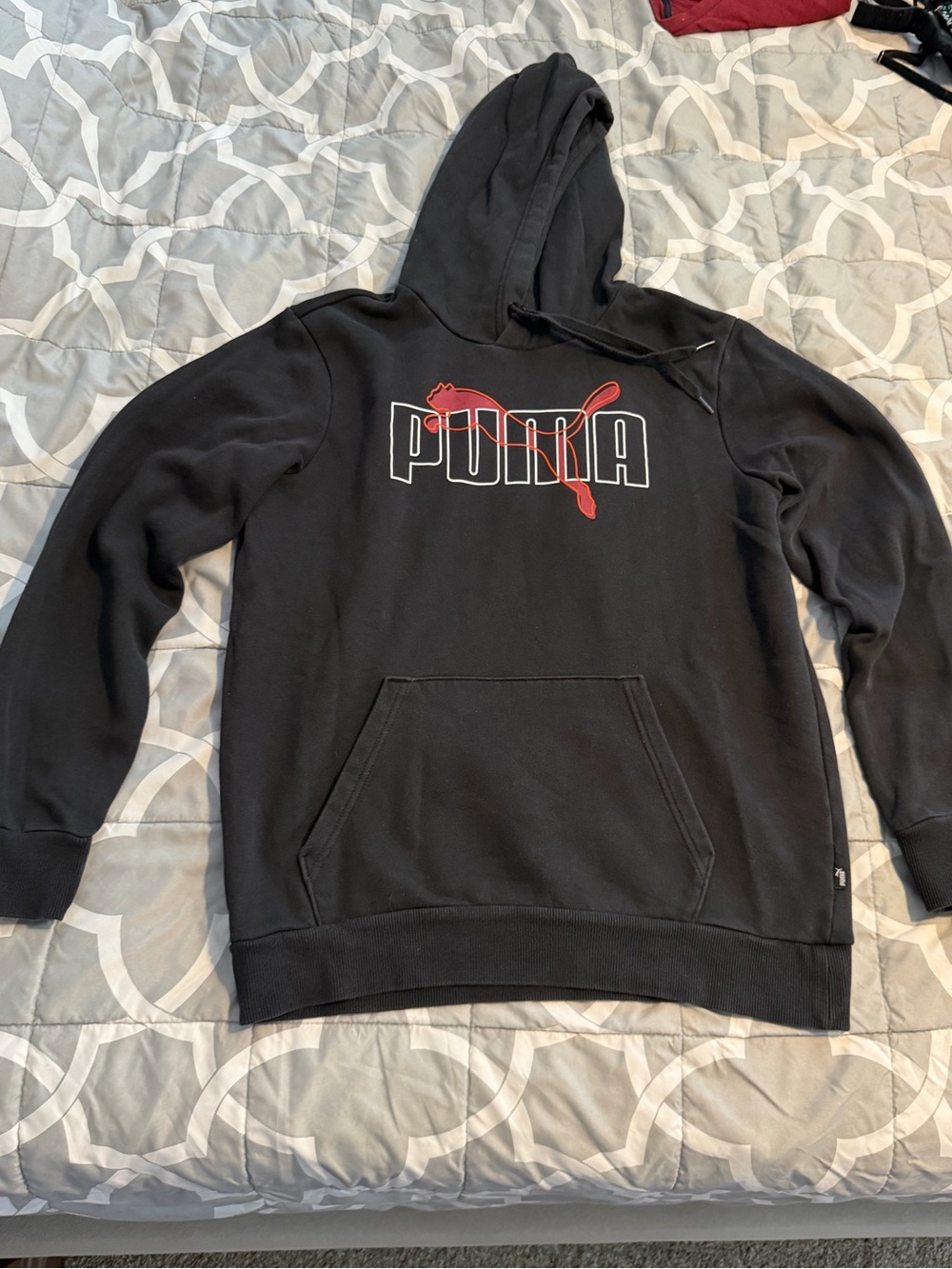 Puma Black Hoodie with Red Logo